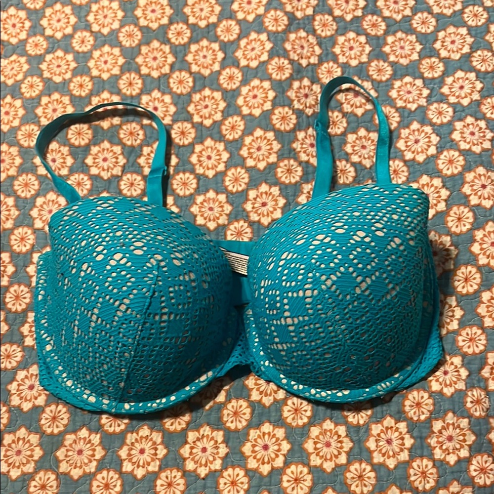 Victoria’s Secret Teal Lace Women's Bra with removable straps 36DD